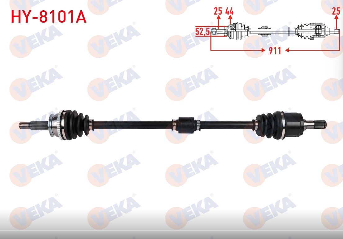 HYUNDAI ACCENT II 1.3 A-T 2000-2005 ACCENT SEDAN 1.5 A-T 1994-2000 KOMPLE AKS SAG ON ABSLI 44 DIS UZUNLUK 911mm