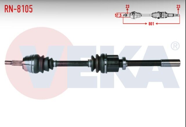 Renault Laguna I (B56-556) 2.0i 16v (N7Q Motor) A-T/M-T 2.0 16v Uzunluk 801 mm 1993-2001 Komple Aks Sağ Ön