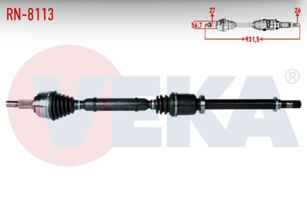 Renault Laguna III(BG0/1) 1.5 DCI 5 Vites M-T JR5 Şanzıman Uzunluk 931,5mm 2007- Komple Aks Sağ Ön