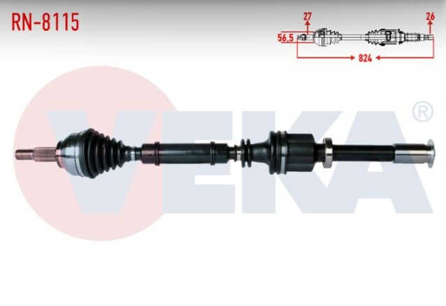 Renault Laguna II (BG0/1) 2.0i 16v A-T Uzunluk 824mm 2001-2007 Komple Aks Sağ Ön