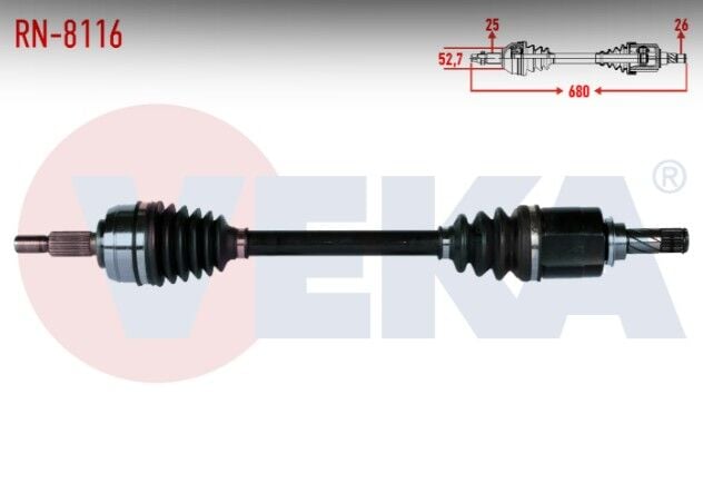 Renault Fluence (L30) 1.5 DCI 6 Vites Uzunluk 680mm 2009- Komple Aks Sol Ön