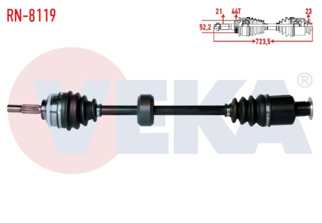 Renault Clio II (BB0/1/2,CB0/1/2) 1.5 DCI Absli 44 Dış Yaylı Tip Uzunluk 723,5mm 1998-2005 Komple Aks Sağ Ön