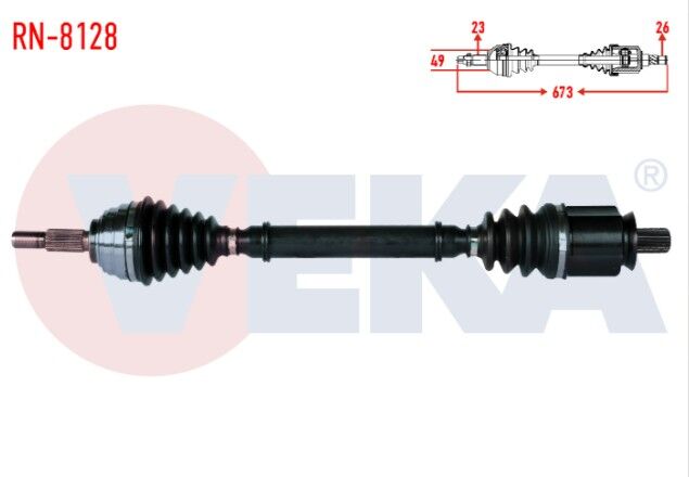 Renault Megane II (BM0/1,CM0/1) 1.6i 16v A-T Uzunluk 673mm 2002-2008 Komple Aks Sol Ön