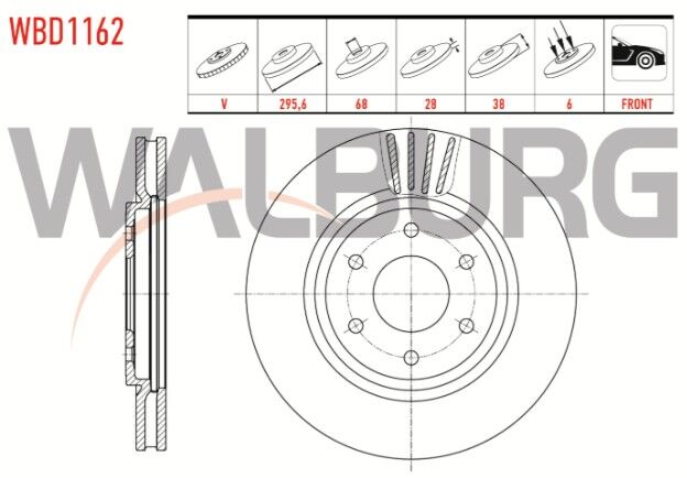 Nissan Navara (D40) 2.5 DCI 2005-2015 / Pathfinder (R51) 2.5 DCI 2005- Fren Diski Ön Havalı 6 BJN 296X28X68X38