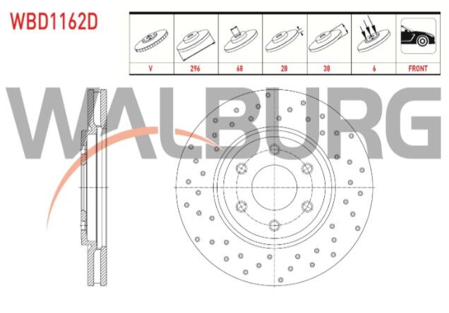 Nissan Navara (D40) 2.5 DCI 2005-2015 / Pathfinder (R51) 2.5 DCI 2005- Fren Diski Ön Havalı Performans Delikli 6 BJN 296X28X68X38