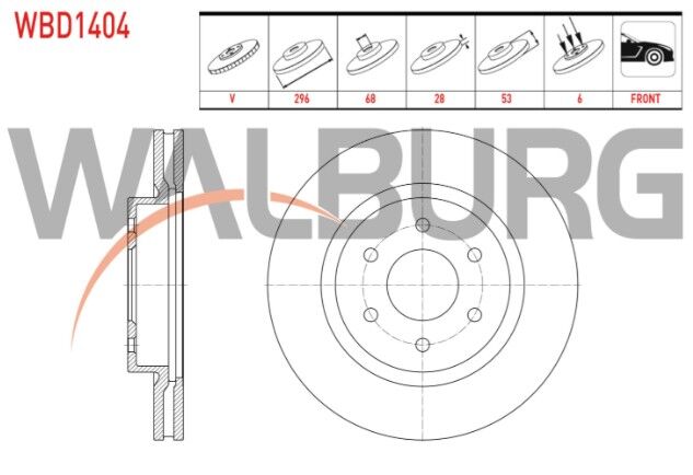 Nissan Navara NP300 (D23) 2.3 DCI 2015- / Navara (D40) 2.5 DCI 2005-2015 Fren Diski Ön Havalı 6 BJN 296X28X68X53