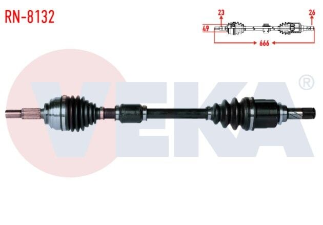 Renault Clio IV 1.2 16v Uzunluk 666mm 2012- Komple Aks Sol Ön