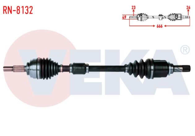 Renault Clio IV 1.2 16v Uzunluk 666mm 2012- Komple Aks Sol Ön