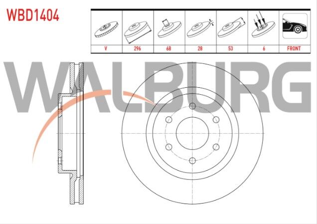 Nissan Navara NP300 (D23) 2.3 DCI 2015- / Navara (D40) 2.5 DCI 2005-2015 Fren Diski Ön Havalı 6 BJN 296X28X68X53