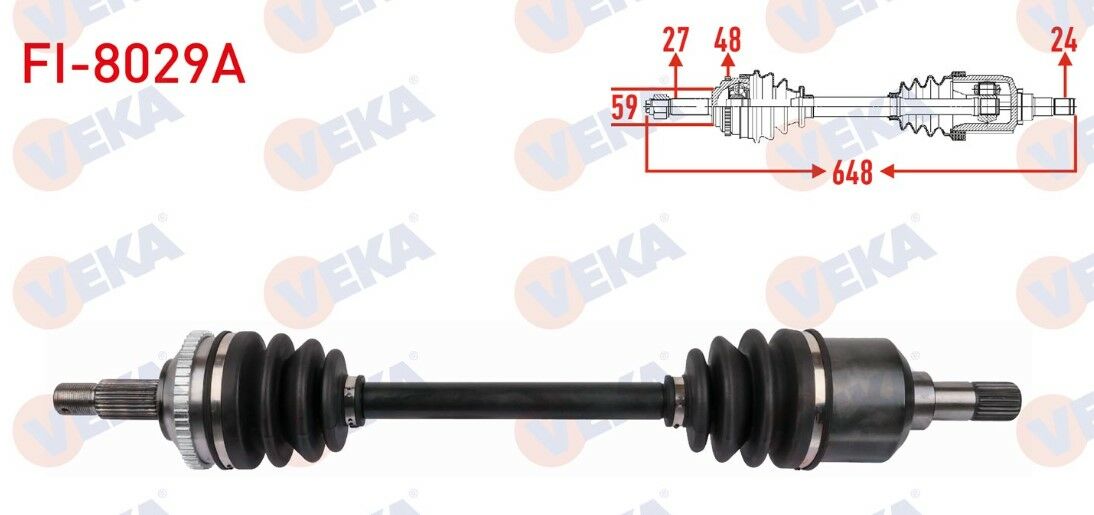 FIAT SCUDO 1.9 D 1996-2006 / CITROEN JUMPY 1.9 D 1994-2007 / PEUGEOT EXPERT 1.9 D 1996-2006 KOMPLE AKS SOL ON ABSLI 48 DIS UZUNLUK 648mm