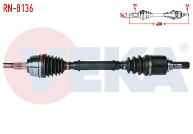 Renault Kangoo (KW0/1) 1.5 DCI 105 HP 6 Vites Uzunluk 680mm 2008- Komple Aks Sol Ön