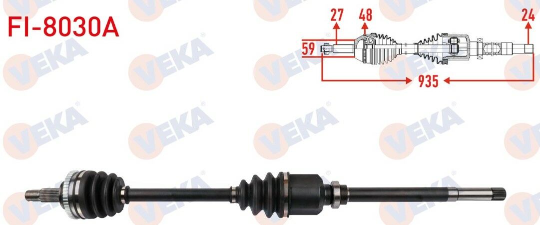 FIAT SCUDO 1.9 D 1996-2006 / CITROEN JUMPY 1.9 D 1994-2007 / PEUGEOT EXPERT 1.9 D 1996-2006 KOMPLE AKS SAG ON ABSLI 48 DIS UZUNLUK 935mm