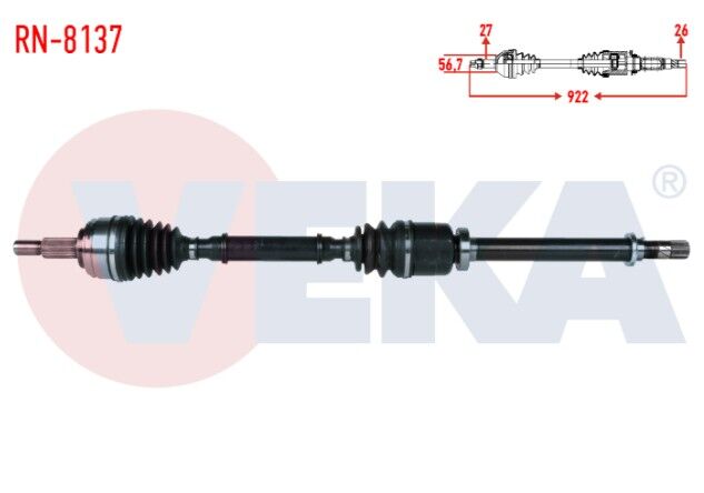 Renault Kangoo (KW0/1) 1.5 DCI 105 HP 6 Vites Uzunluk 922mm 2008- Komple Aks Sağ Ön