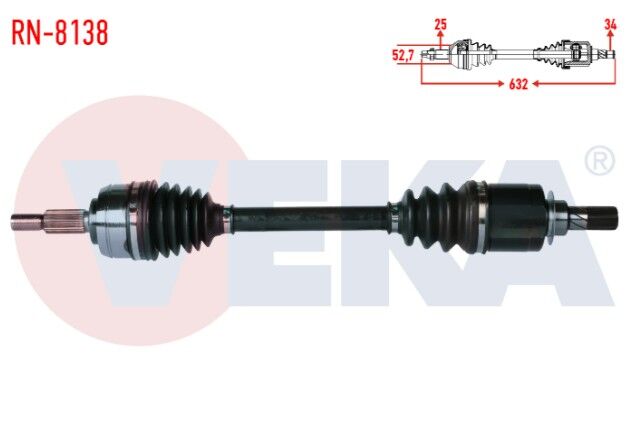 Renault Fluence (L30) 1.5 DCI 6 Vites A-T Uzunluk 632 mm 2009- Komple Aks Sol Ön