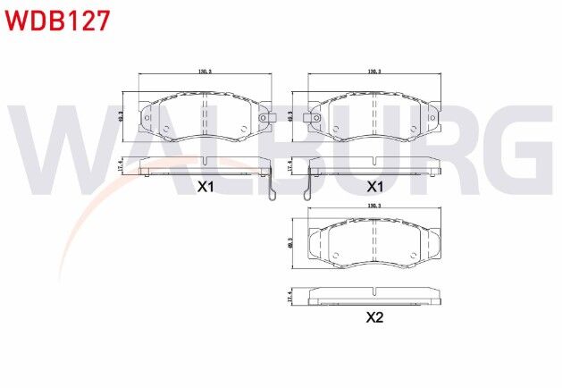 Nissan Navara (D22) 2.5 DCI 1997-2004 / Pick Up (D21) 2.5 D 1985-1998 / Vanette (C22) 2.0 D 1983-1988 / Vanette (C22) 1.5 1983-1988 Fren Balata Ön İkazlı