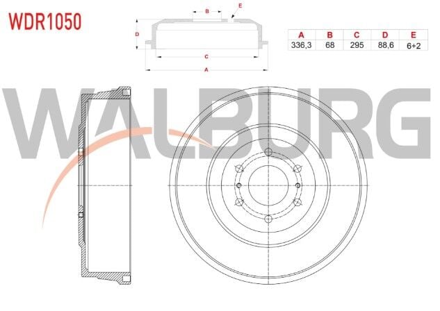 Nissan Navara (D40) 2.5 DCI 2005-2015 Fren Kampanası Arka 6 Delik 363,3X68X295X88,6