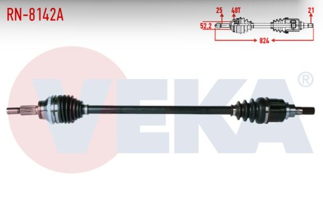 Dacia Duster 4X4 1.5 DCI Absli 48 DIS 25X21 Uzunluk 824MM 2010- Komple Aks Sol-Sağ Arka