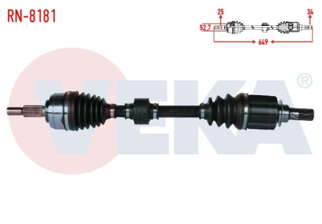 Renault Megane IV (BVA6) 1.5 DCI (Euro 6) 6 A-T (SNZ-DC4) 2016- Komple Aks Sol Ön Uzunluk 694mm