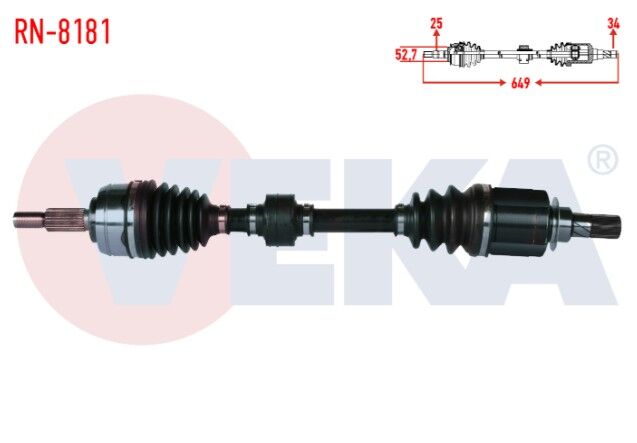 Renault Megane IV (BVA6) 1.5 DCI (Euro 6) 6 A-T (SNZ-DC4) 2016- Komple Aks Sol Ön Uzunluk 694mm