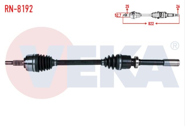 Renault Fluence (L30) 1.6 16v A-T Uzunluk 822mm 2009- Komple Aks Sağ Ön