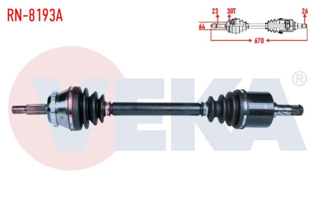 Renault Safrane II (B54_) 2.0 16v Absli 30 Dış Uzunluk 670mm 1996-2000 Komple Aks Sol Ön