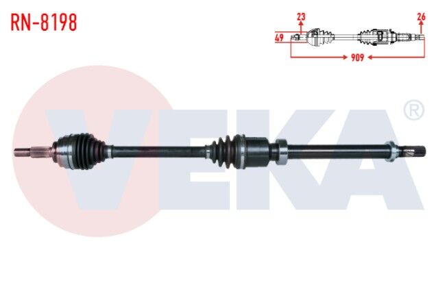 Renault Clio IV 0.9 TCE Uzunluk 909mm 2012- Komple Aks Sağ Ön