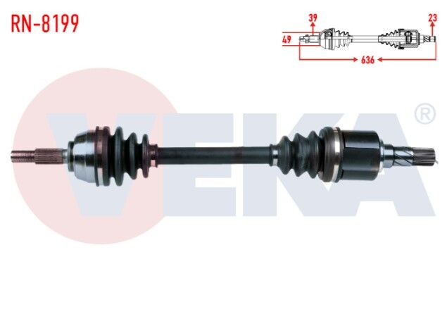 Renault Megane II (BM0/1,CM0/1) 2.0 M-T Uzunluk 636mm 2002-2008 Komple Aks Sol Ön