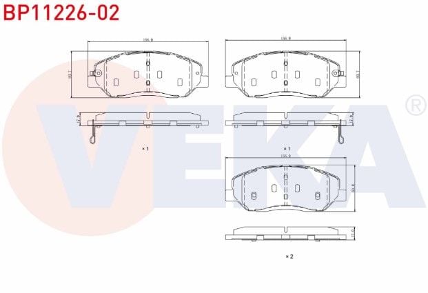Kia Sorento II 2.0 2.2 CRDI 2009-2015/Hyundai Santa Fe II 2.0 2.2 CRDI 2006-2012/Santa Fe III 2.0 2012-/Genesis 2008-2014/Ssangyong Musso Grand 2.2 2018- Fren Balatası Ön İkazlı