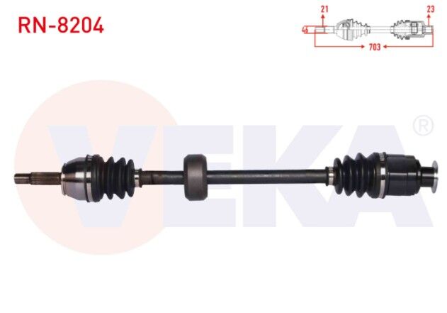 Renault Clio I (B/C57,5/357) 1.2 M-T Uzunluk 707 mm 1990-1998 Komple Aks Sağ Ön