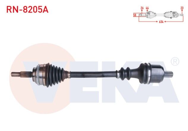 Renault Megane I (BA0/1) 1.6i 16v A-T Absli 44 Dış Uzunluk 634 mm 1996-2003 Komple Aks Sol Ön