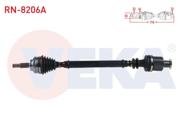 Renault Megane I (BA0/1) 1.6i 16v A-T Absli 44 Dış Uzunluk 778 mm 1996-2003 Komple Aks Sağ Ön