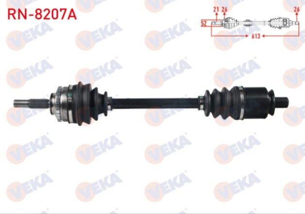 Renault Clio II (BB0/1/2,CB0/1/2) 1.4i 16v A-T Absli 26 Dış Uzunluk 613 mm 1998-2005 Komple Aks Sol Ön