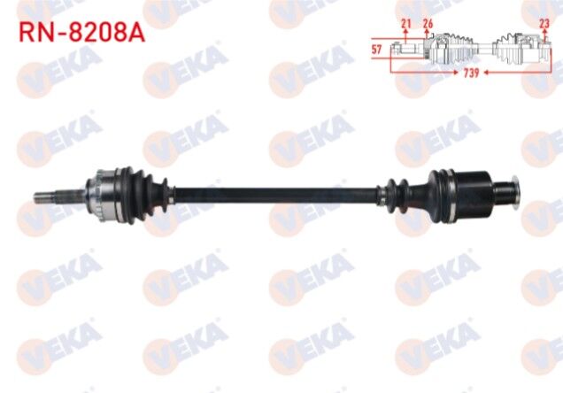 Renault Clio II (BB0/1/2,CB0/1/2) 1.4i 16v A-T Absli 26 Dış Uzunluk 739 mm 1998-2005 Komple Aks Sağ Ön