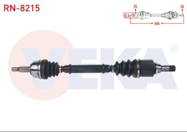 Renault Scenic II 1.6i 16v - 1.5 DCI M-T 2003-2009/ Grand Scenic II 1.6i 16v M-T 2004-2009 Komple Aks Sol Ön Uzunluk 664mm