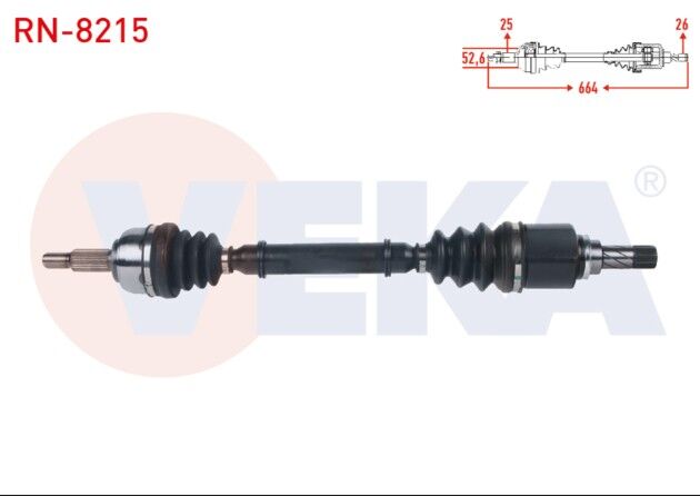 Renault Scenic II 1.6i 16v - 1.5 DCI M-T 2003-2009/ Grand Scenic II 1.6i 16v M-T 2004-2009 Komple Aks Sol Ön Uzunluk 664mm