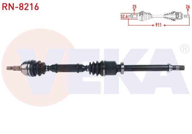 Renault Scenic II 1.6i 16v - 1.5 DCI M-T 2003-2009/ Grand Scenic II 1.6i 16v M-T 2004-2009 Komple Aks Sağ Ön Uzunluk 911mm