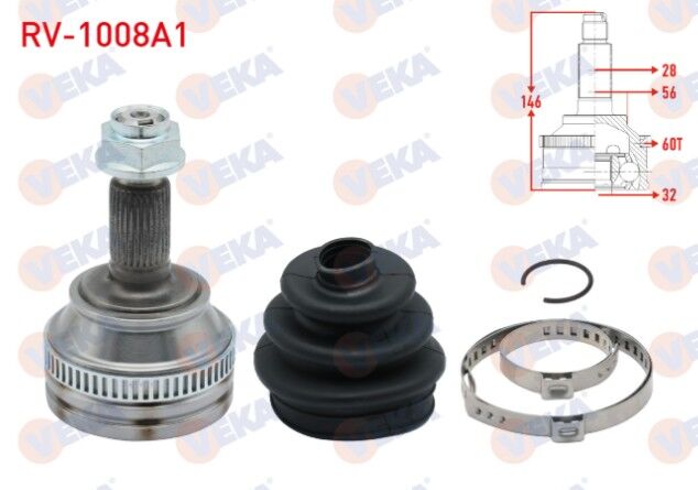 Land Rover Freelander (LN) 1.8 16v Absli 60 DIS 28X32X55,7 Uzunluk 146,5 mm 1998-2007 AKks Kafası Sol-Sağ Ön Dış