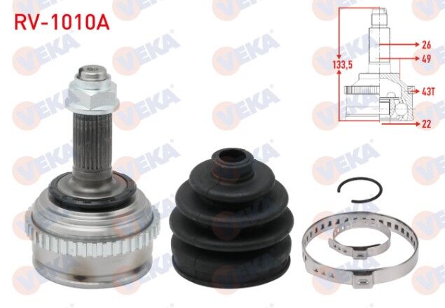 Rover 200 (RF) 214i Absli 43 DIS 26X22X49 Uzunluk 133 mm 1995-2000 Aks Kafası Sol-Sağ Ön Dış