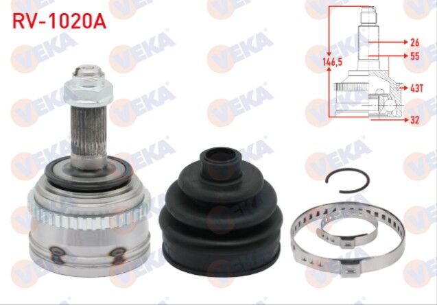 Rover 400 (RT) 420 T Absli 43 DIS 26X32X55 Uzunluk 146,5 mm 1995-2000 Aks Kafası Sol-Sağ Ön Dış