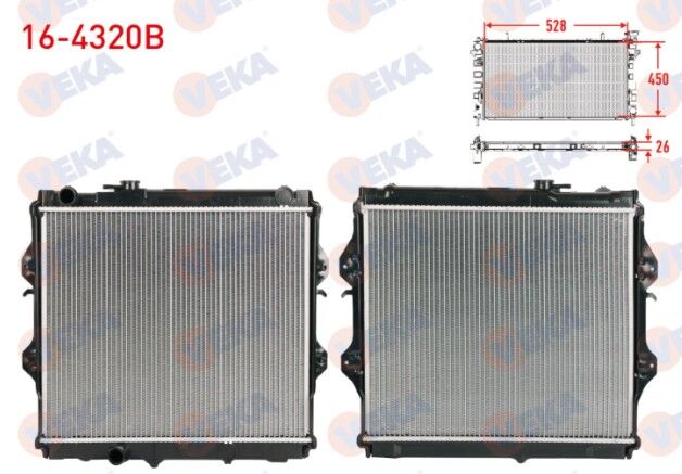 Toyota Hilux Pick Up (_N_) 2.4 D (LN145,LN150) M-T 1983-2005 Su Radyatörü Brazing Eğik Çıkış