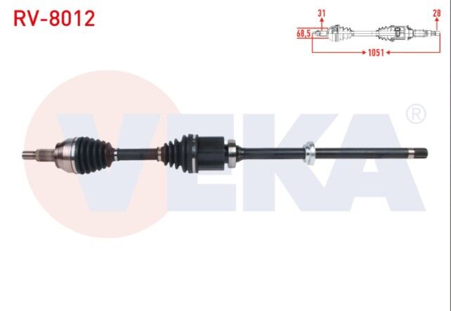 Land Rover Evoque (L538) 2.0 TD4 - 2.2 TD4 A-T 4X4 2012-/ Discovery Sport (L550) 2.0 TD4 A-T 4X4 2014- Komple Aks Sağ Ön Uzunluk 1051mm