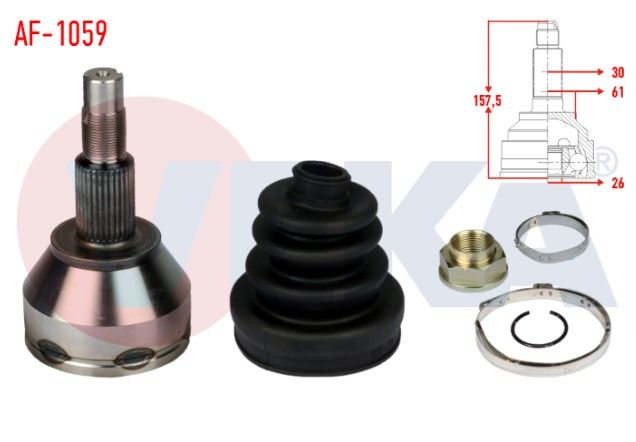 ALFA ROMEO 159 (939) 1.9 JTDM 30X26X61 UZUNLUK 157,5mm 2006-2011 AKS KAFASI SOL-SAG ON DIS
