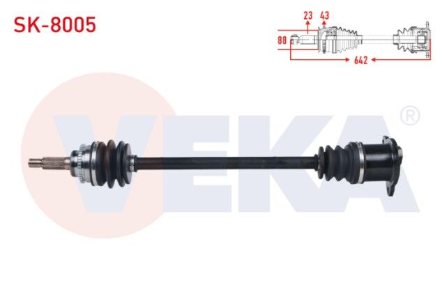 Suzuki Swift III (MZ,EZ) 1.3i 4X4 Absli 43 Dış Uzunluk 642 2005-2010 Komple Aks Sol Arka