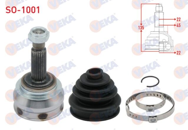 Skoda Favorit 135 1.3 22X22X45 Uzunluk 134.8mm 1989-1994 Aks Kafası Sol-Sağ Ön Dış