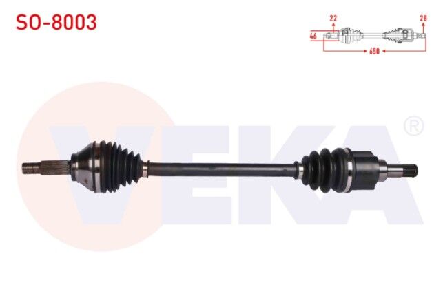 Skoda Citigo 1.0 A-T/M-T Uzunluk 650 mm 2011- Komple Aks Sol Ön