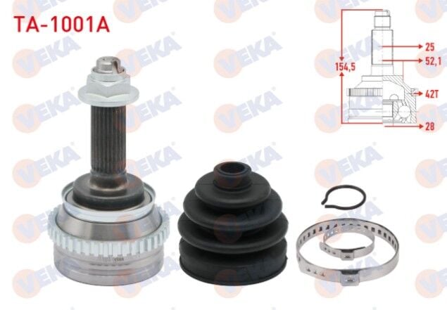 Tata Indigo (4_V2) 1.4 D Turbosuz 2003- Absli 42 DIS 25X28X52.1 Uzunluk 154.5mm 2003- Aks Kafası Sol-Sağ Ön Dış