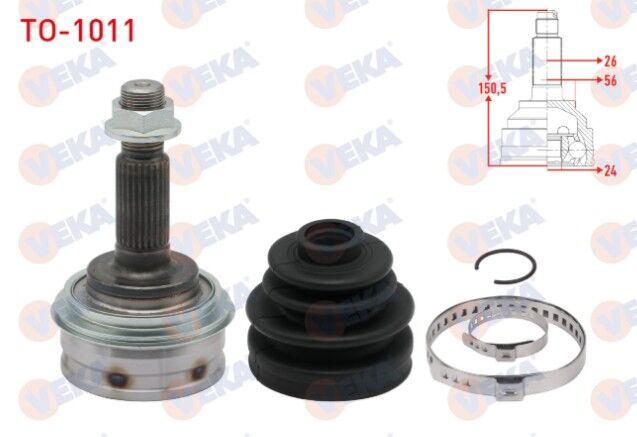 Toyota Corolla (_E9_) 1.6i 26X24X56 Uzunluk 150,6 mm 1987-1993 Aks Kafası Sol-Sağ Ön Dış