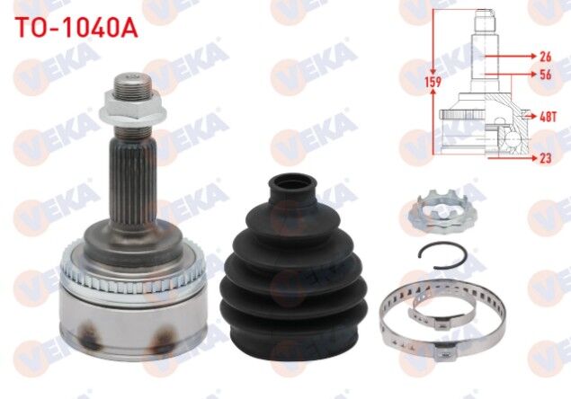 Toyota Corolla (_E12_) 1.4 VVT-I Absli 48 DIS 26X23X56 Uzunluk 160 mm 2002-2007 Aks Kafası Sol-Sağ Ön Dış