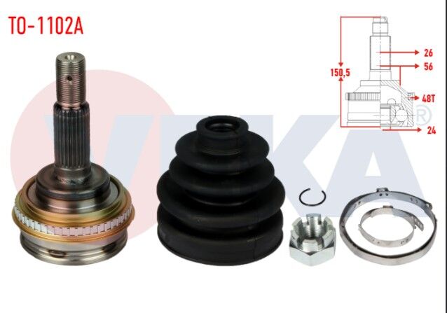 Toyota Corolla (_E9_) 1.6i Absli 48 DIS 26X24X56 Uzunluk 150,6mm 1987-1993 Aks Kafası Sol-Sağ Ön Dış