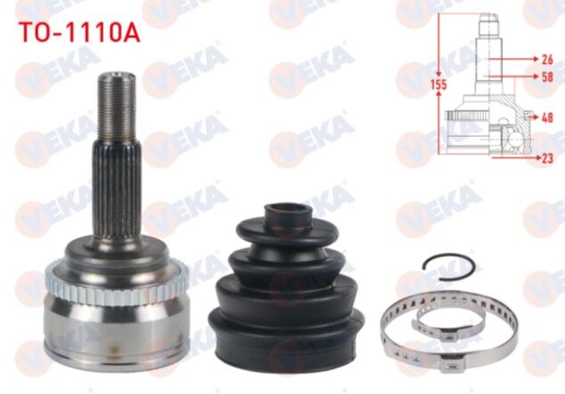 Toyota Corolla (_E12_) 1.4 VVT-I - 1.6 VVT-I 2002-2007/ Avensis (T25) 1.6 VVT-I - 1.8i 2003-2008 Aks Kafası Sol-Sağ Ön Dış Absli 48 DIS 26X23X58 155mm Uzunluk 155mm